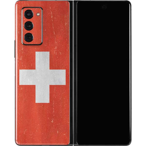 Switzerland Flag Distressed Galaxy Z Fold2 5G Skin